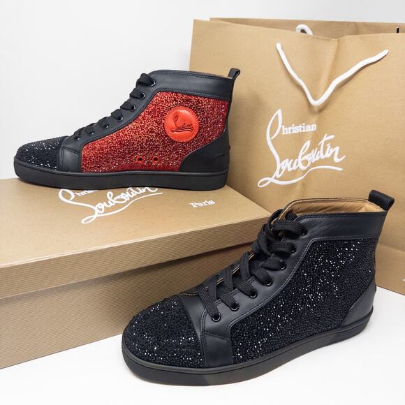 Christian Louboutin Sneakers Louis Flat Patent Crystals Size 43 EU 10 US - Picture 1 of 11